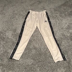 Adidas Cream and Black Sweatpants with Elastic Waistband